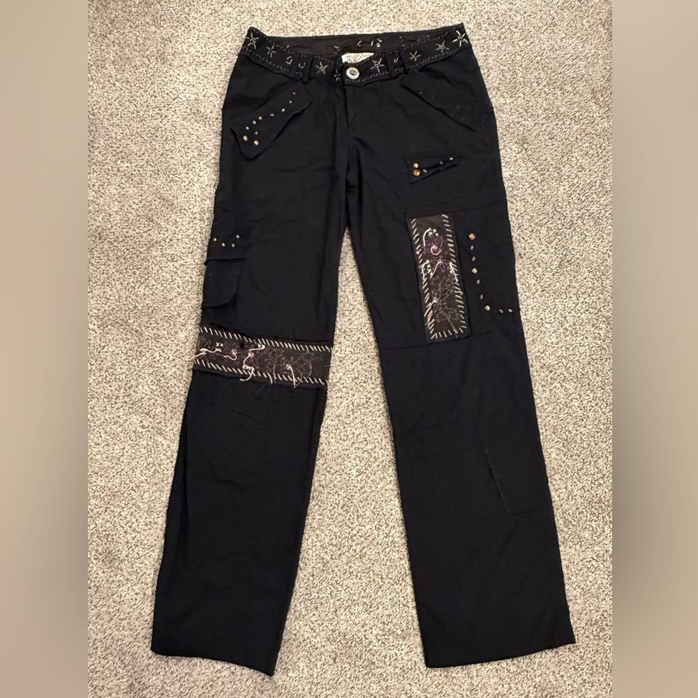 Lulumari Black Embellished Straight Leg Pants